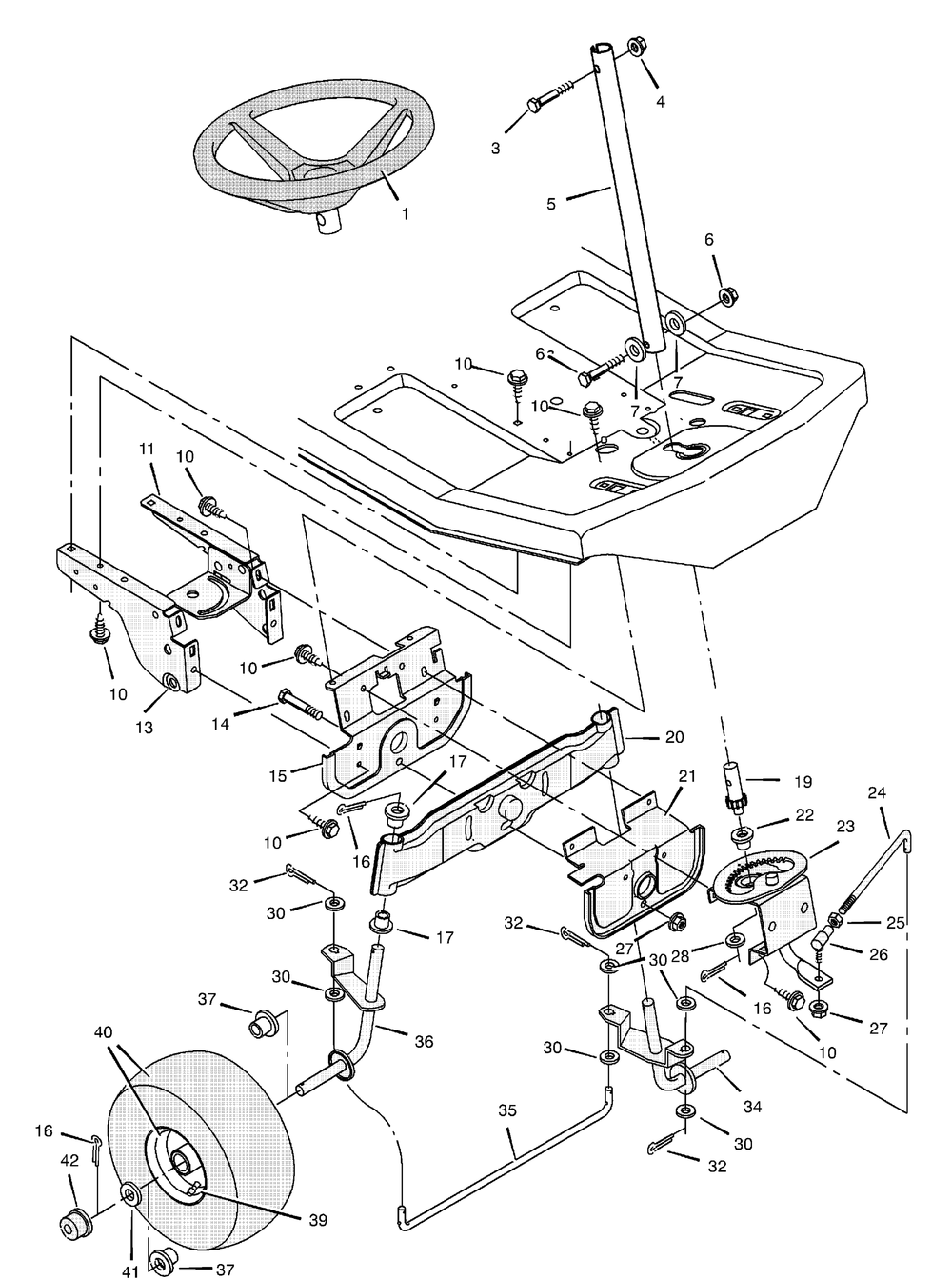 Steering Diagram and Parts List for 30545X192A  Briggs and Stratton Lawn Tractor